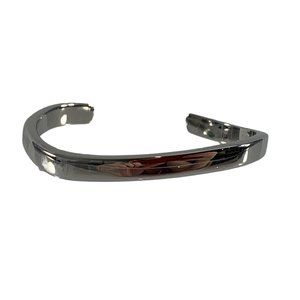 Rustic Cuff Womens Bracelet Bangle Silver Colored Metal Abstract Open Thin Shiny